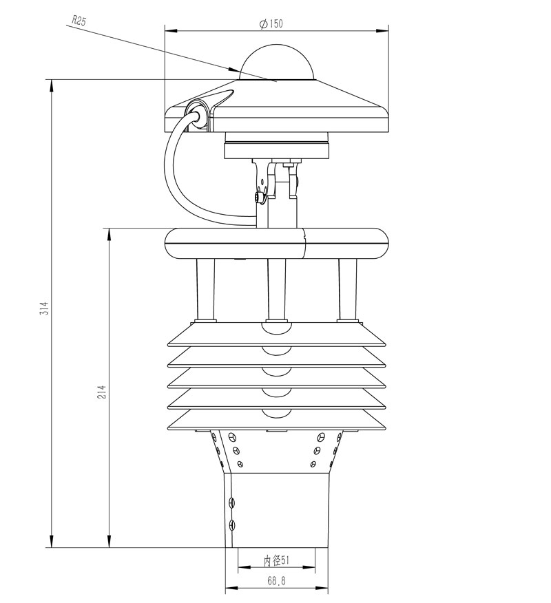 光伏發(fā)電環(huán)境監(jiān)測儀產品尺寸圖